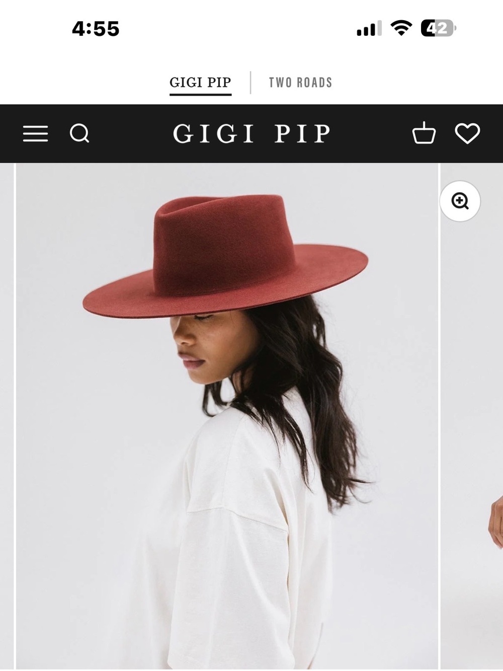 GIGI PIP Wide-Brim Fedora Hat in Rust Red